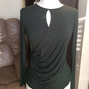 Hunter green Cable & Gauge blouse